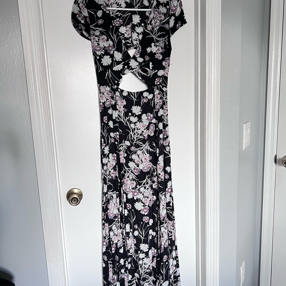 Peekaboo Cutout Maxi Dress w/ Double Front Slits